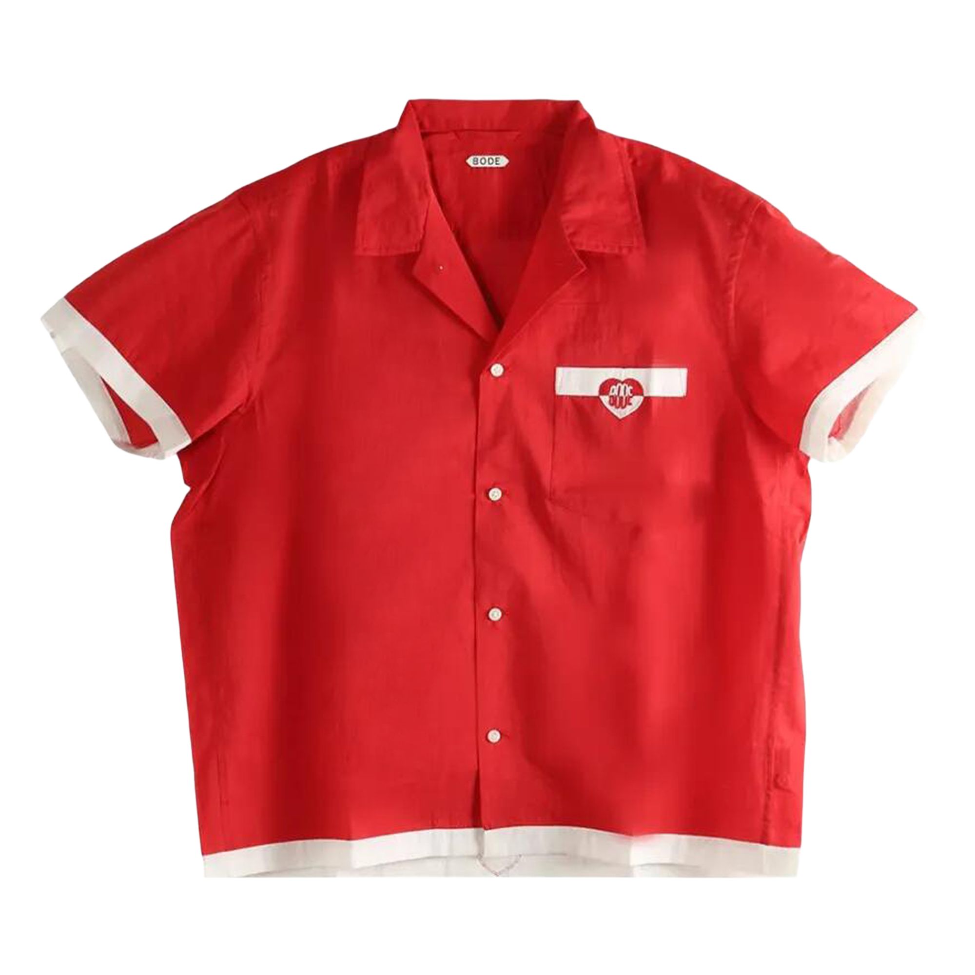 Pre-owned Bode Heart Deco Short-sleeve Shirt 'red/white' | Men's Size L