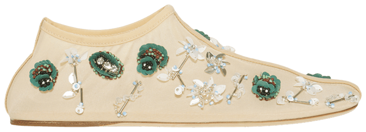 Christopher Esber Wmns Embla Beaded Mesh Flat Ecru