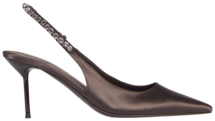 Paris Texas Wmns Lidia Slingback Satin Ebony