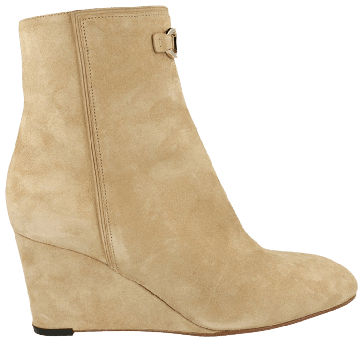 Ferragamo Wmns Catuja 70 Suede Ankle Bootie Bone