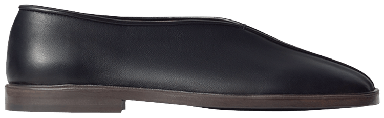 Lemaire Flat Piped Slipper Black Dark Chocolate