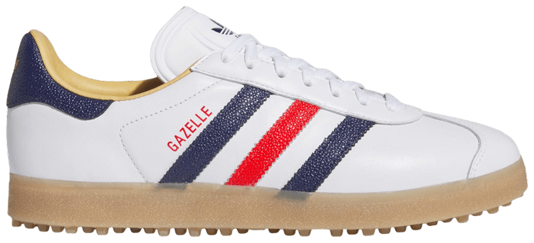 adidas Gazelle Leather Spikeless Golf Cloud White Dark Blue Red
