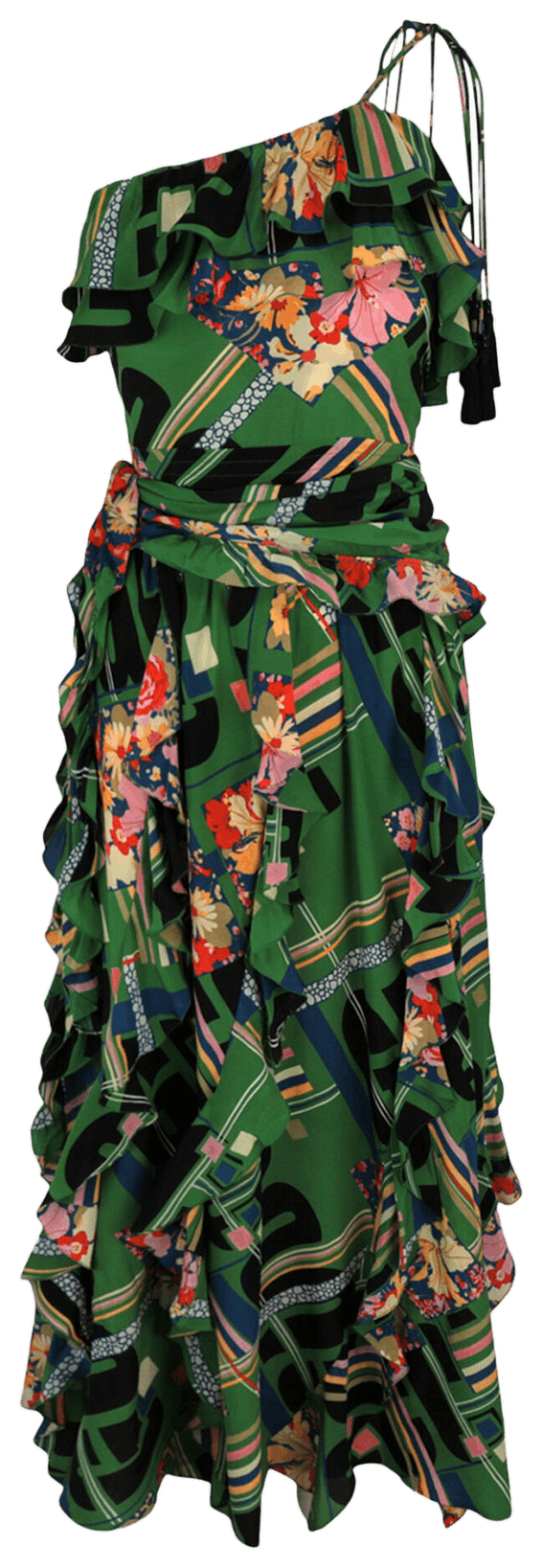 green midi dress with white flowers Off-White Green Floral Cascade Midi Dress – FARM Rio