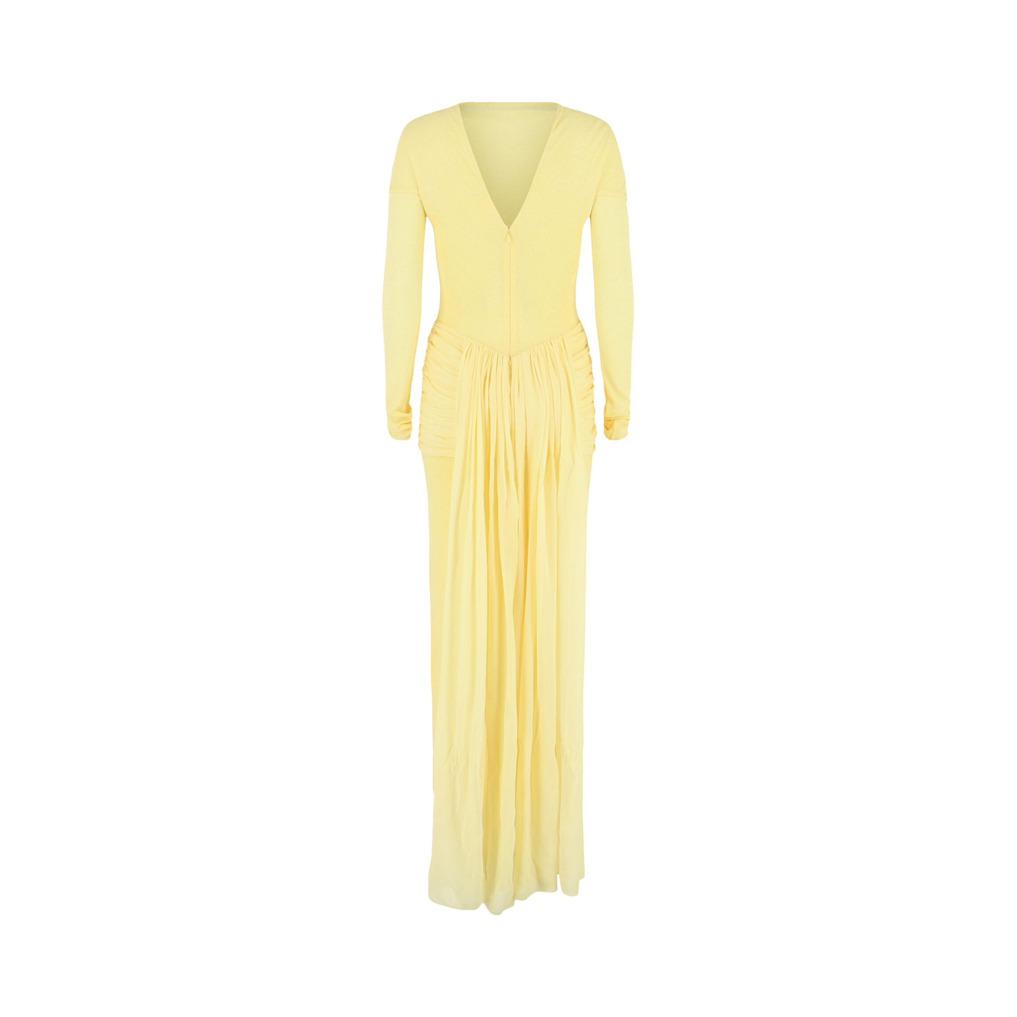 Pre-owned Givenchy Paneled Ruched Crepe Gown 'pale Yellow' | Women's Size 34