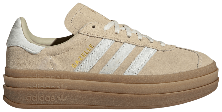 adidas Wmns Gazelle Bold Stone Khaki Cream White Gold Metallic