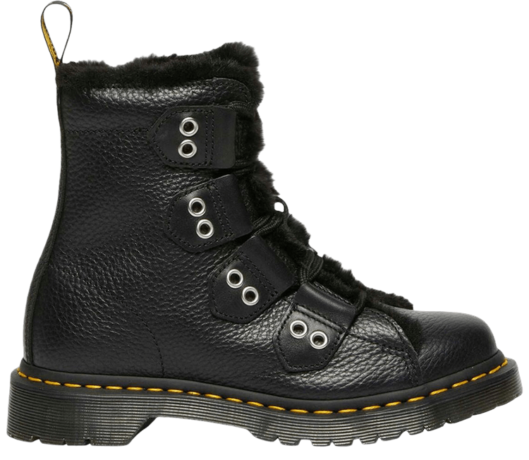 Dr Martens Wmns 1460 Faux Fur Lined Leather Lace Up Boot Black