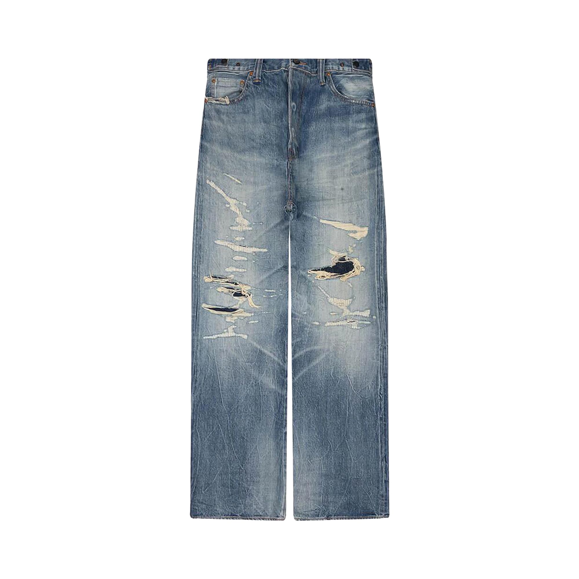 Pre-owned Mastercraft Union Showa Relaxed Natsu Ao Repaired 'light' | Blue | Men's Size 34