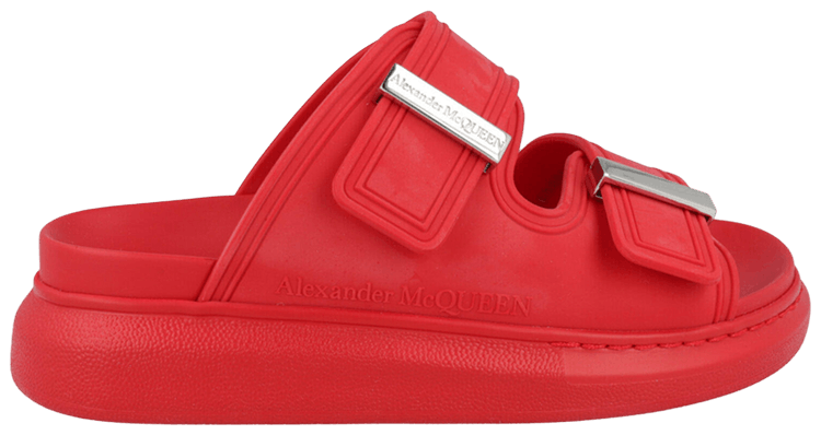 Alexander McQueen Wmns Hybrid Slide Sandal Red Silver