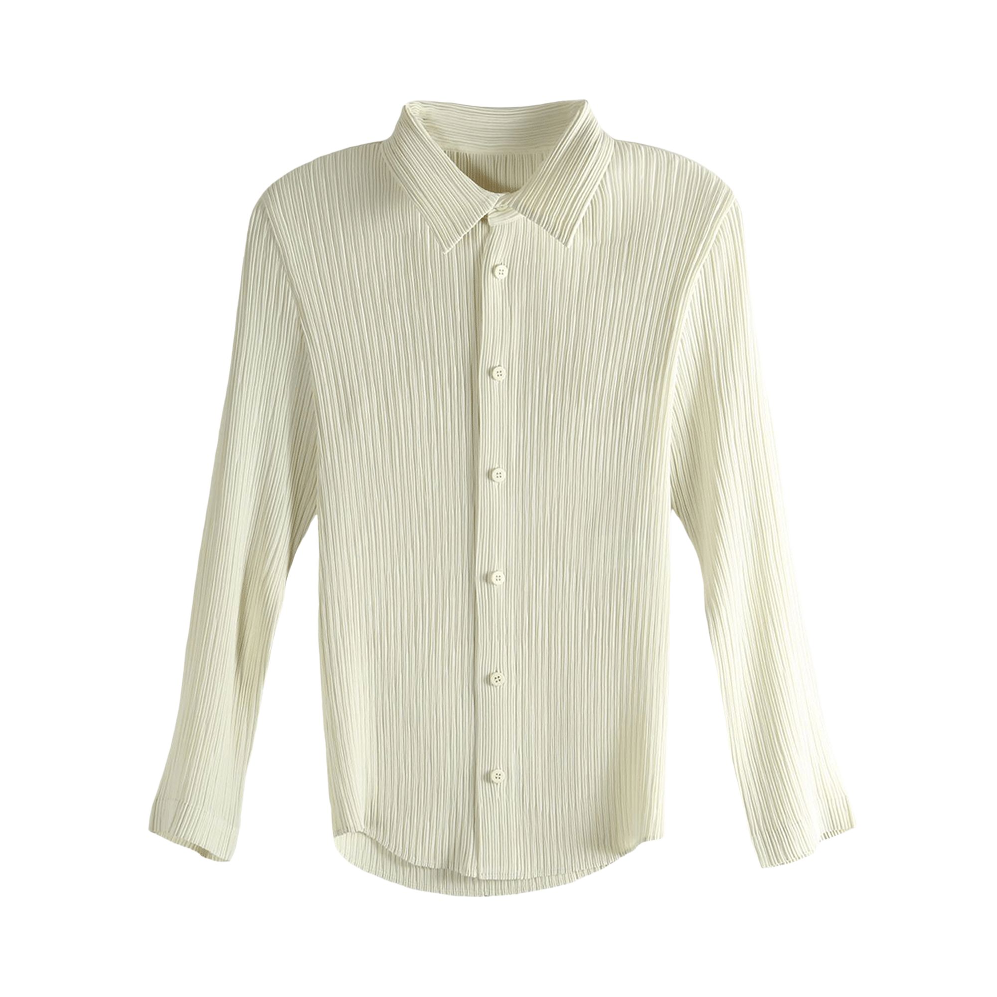 Pre-owned Issey Miyake Hatching Pleats Shirt 'off White' | Women's Size 3