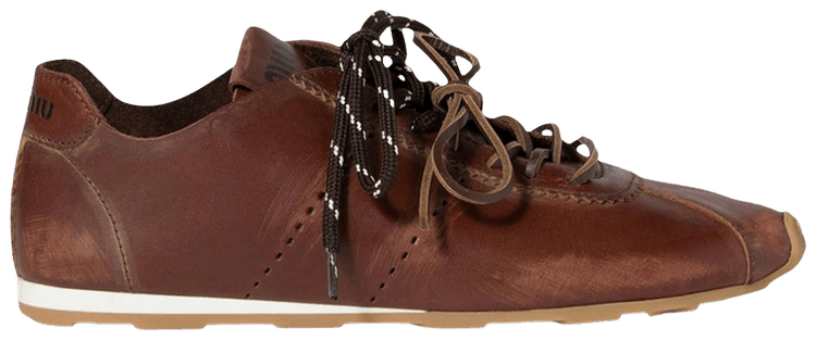 Miu Miu Wmns Plume Leather Sneaker Coffee