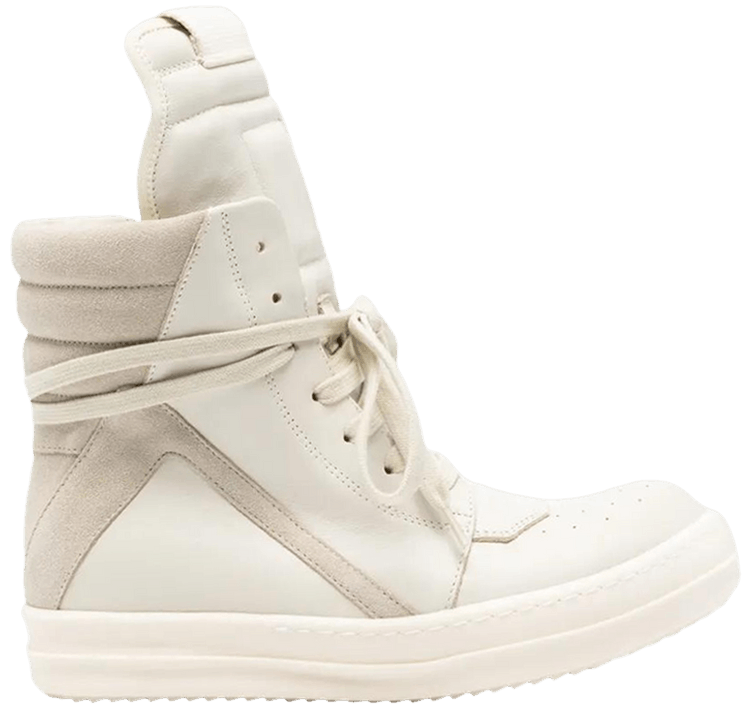 Rick Owens Wmns Pelle Geobasket Scarpe Dirty Milk Pearl