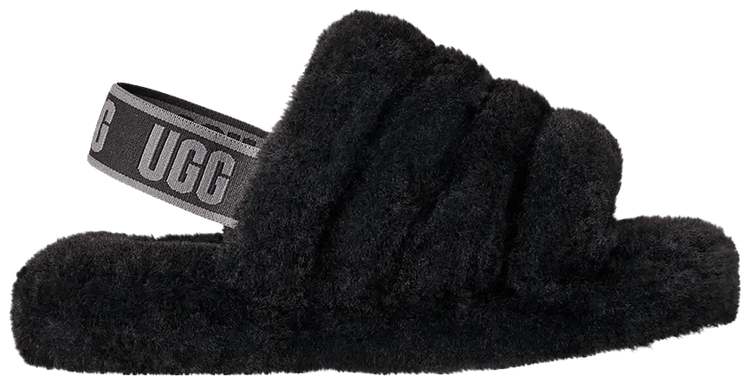 UGG Fluff Yeah Slide Kids Black Dark Shadow
