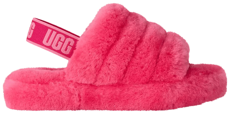 UGG Fluff Yeah Slide Kids Deep Coral Sachet Pink