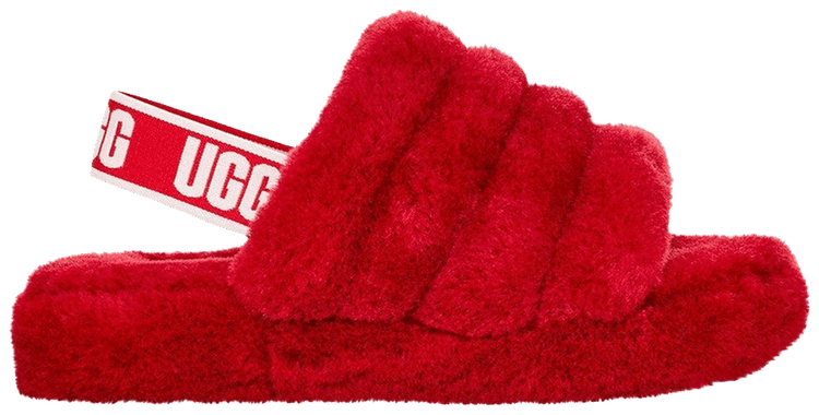 UGG Fluff Yeah Slide Kids Ribbon Red