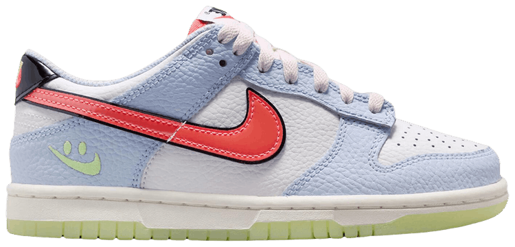 Nike Dunk Low GS Smiley Swoosh White   Hydrogen Blue Crimson