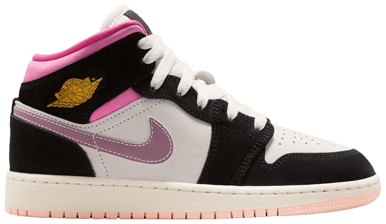 Air Jordan 1 Mid GS Black University Gold Pinksicle