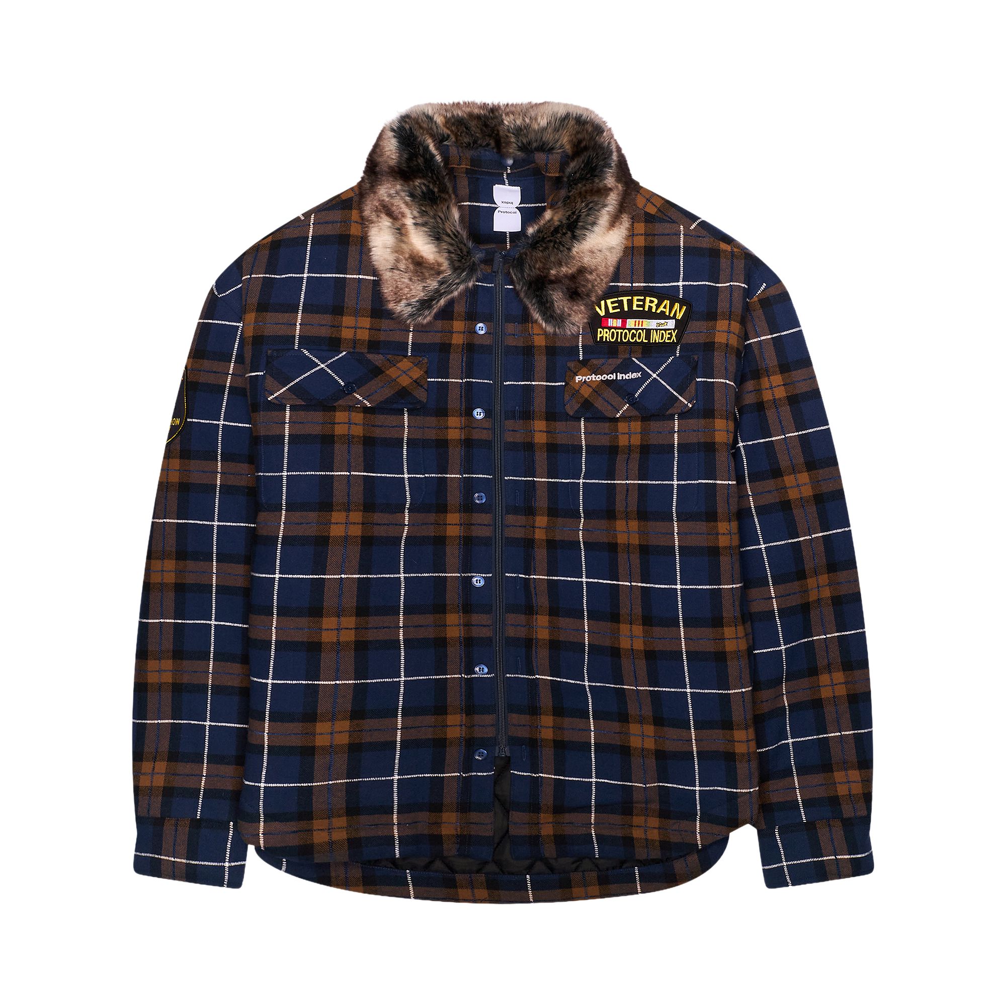 Pre-owned Protocol Index Fur Flannel Shirt Jacket 'navy' | Blue | Men's Size 3