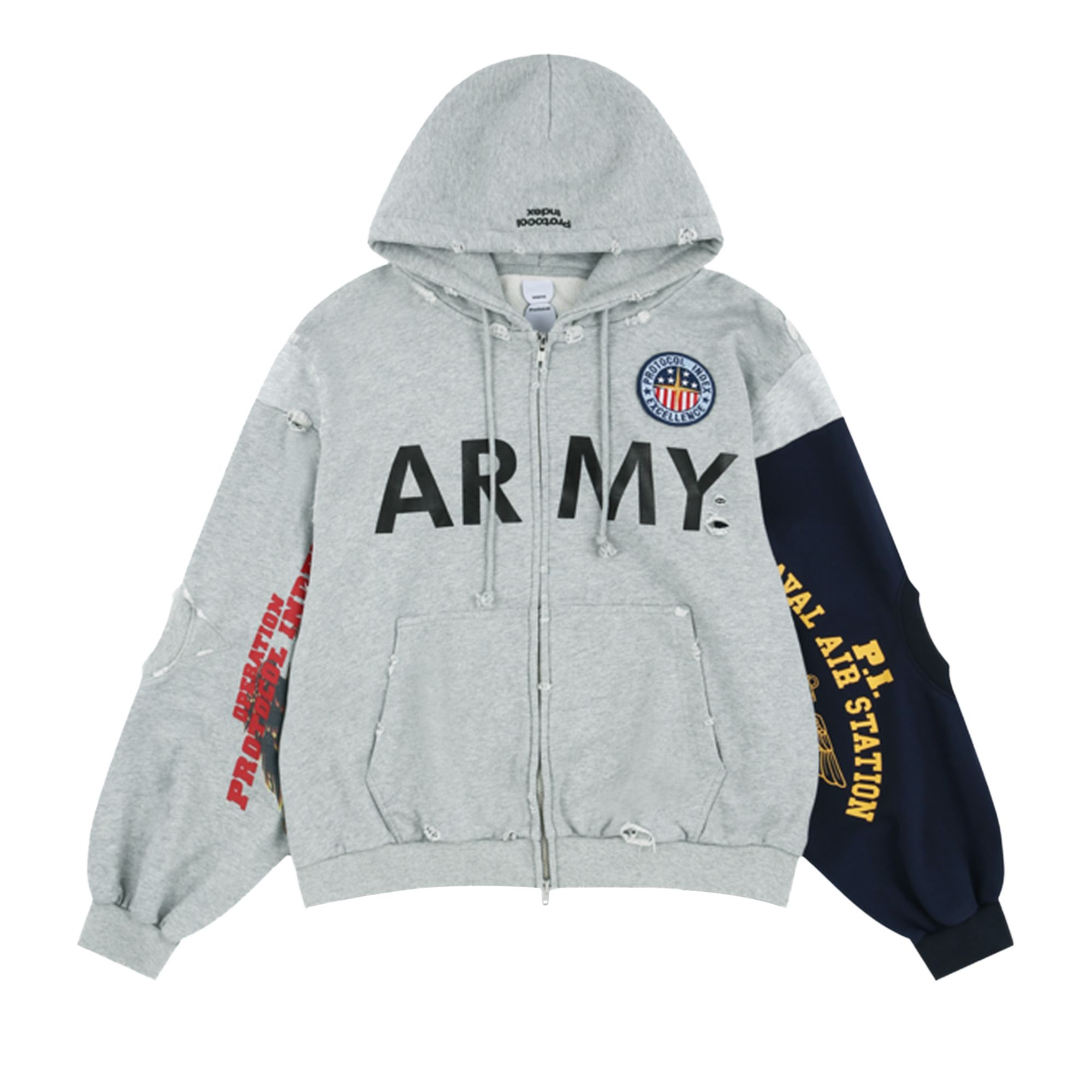 Pre-owned Protocol Index Reconstructed Zip Hoodie 'grey' | Men's Size 3 In Gray