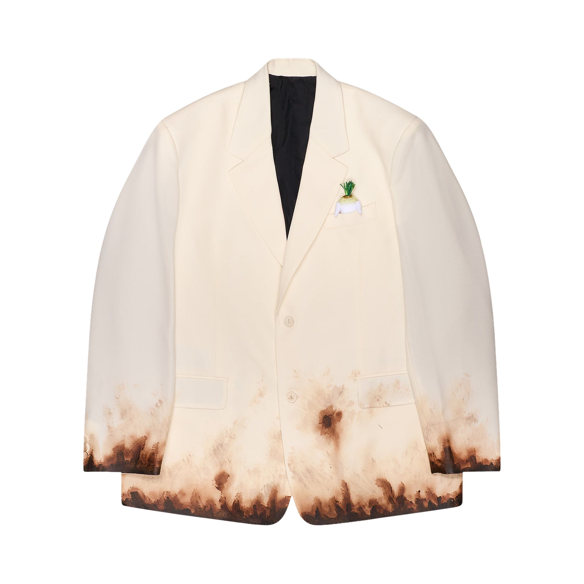 Pre-owned Doublet Mud Hand Painted Tailored Jacket 'cream' | Men's Size Xl In White