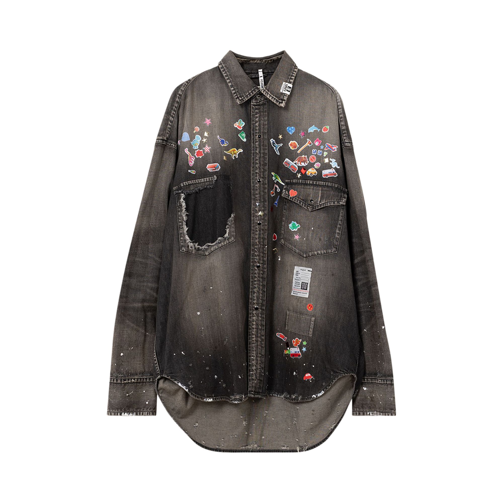 Pre-owned Miharayasuhiro Maison Mihara Yasuhiro Denim Shirt With Sticker 'black' | Men's Size 48