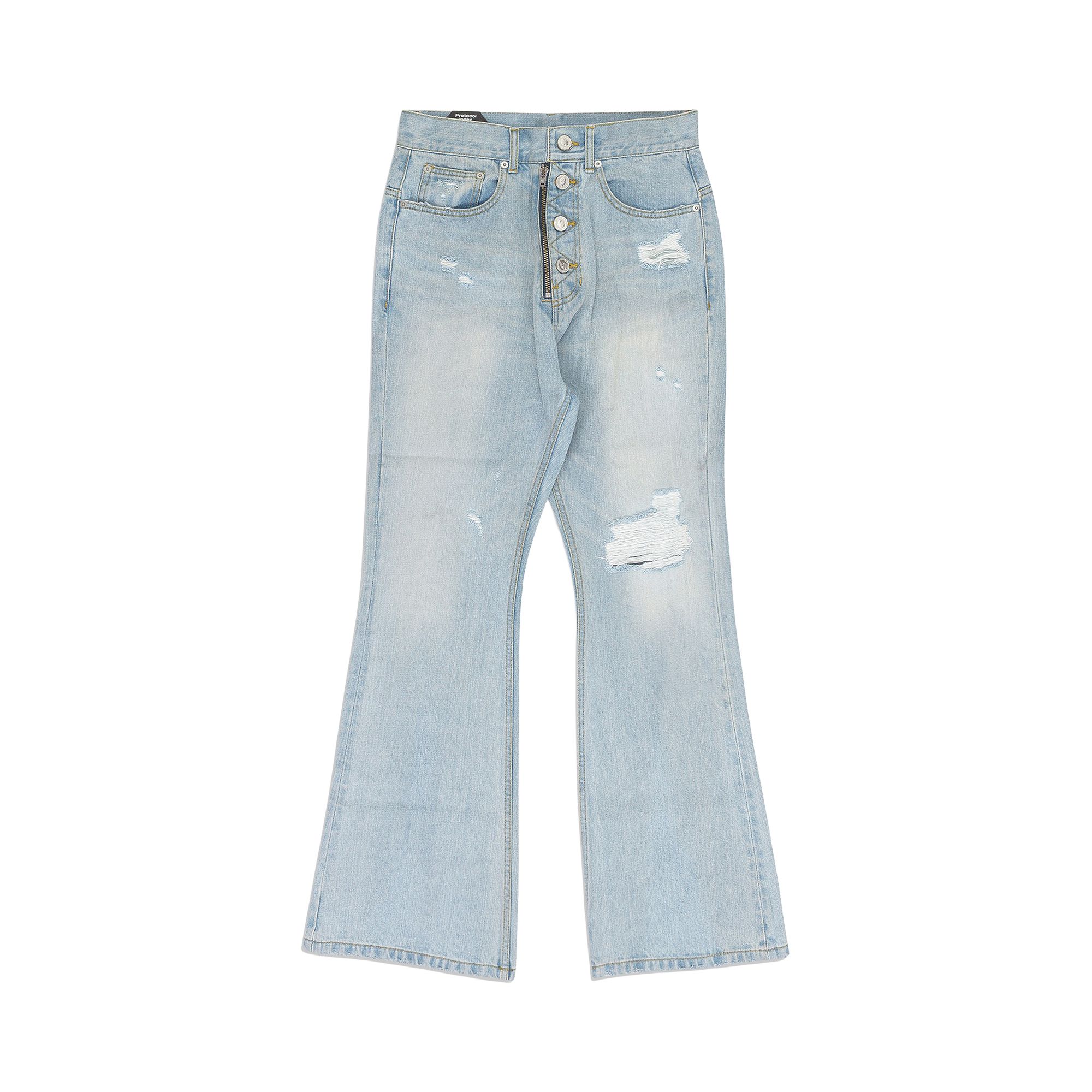 Pre-owned Protocol Index Double Closure Flared Denim 'blue' | Men's Size 3