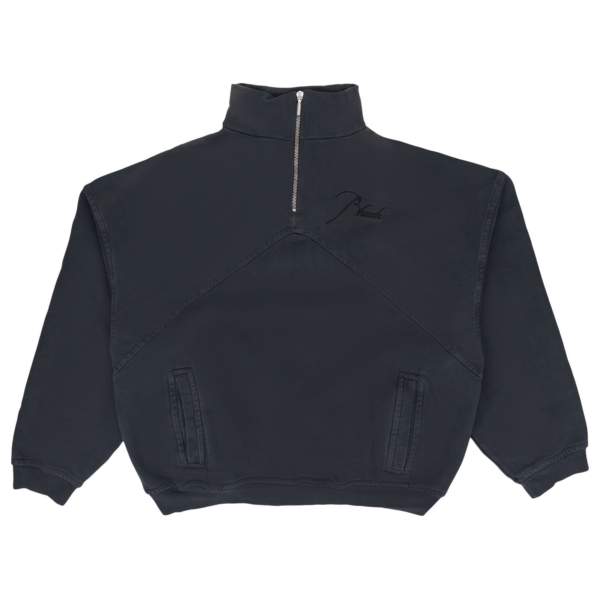 Pre-owned Rhude Script Logo Quarter Zip 'black' | Men's Size Xl