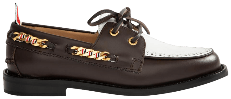 Thom Browne Wmns Brogue Boat Shoe Brown White