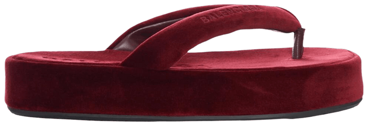 Balenciaga Wmns Jet Lag Thong Velvet Flip Flop Burgundy