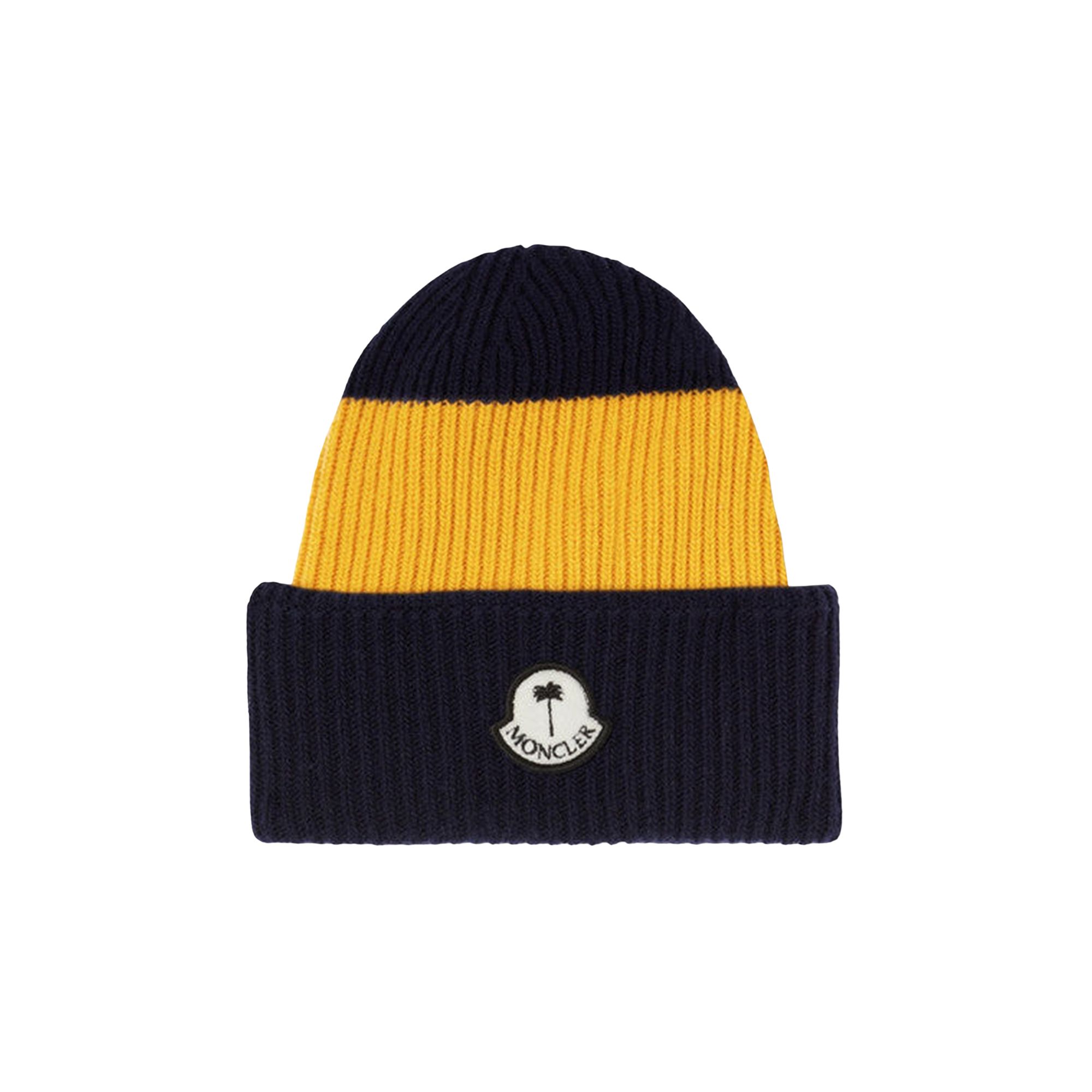 Pre-owned Moncler X Palm Angels Tricot Beanie Hat 'blue/yellow' | Men's Size Onesize