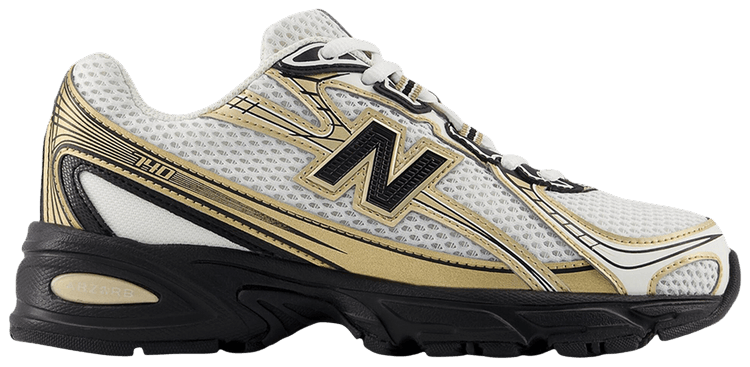 New Balance 740 Big Kid Sea Salt Black Gold Metallic