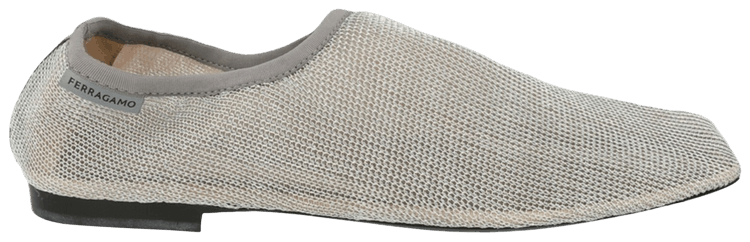 Ferragamo Metallic Mesh Dress Shoe Light Grey