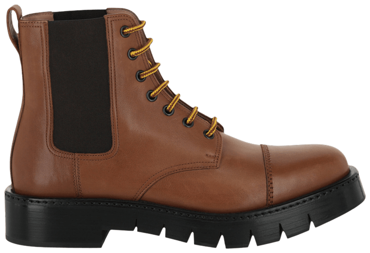 Ferragamo Rosco Leather Combat Boot Medium Brown