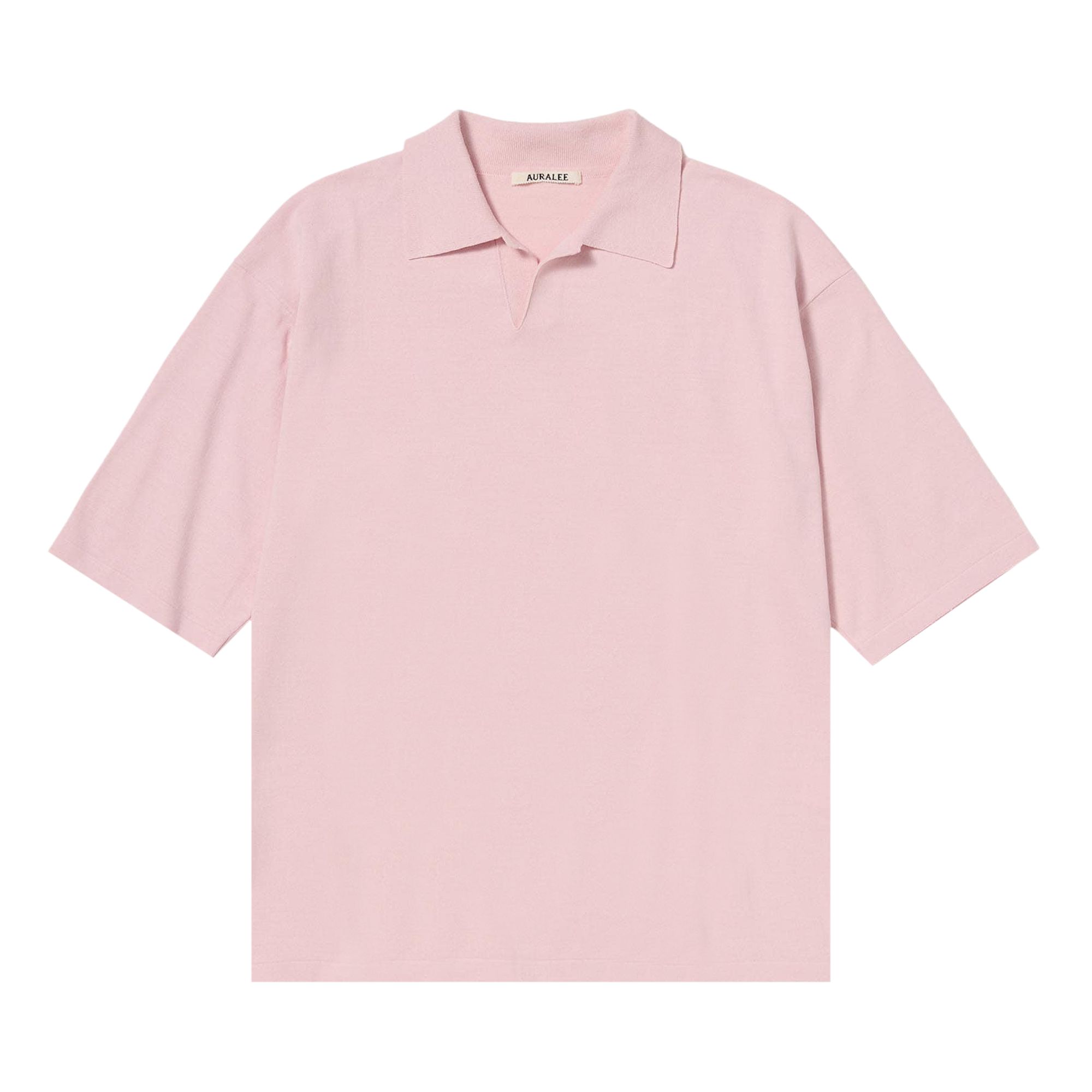 Pre-owned Auralee High Gauge Tussah Silk Knit Skipper Polo 'light Pink' | Men's Size 4