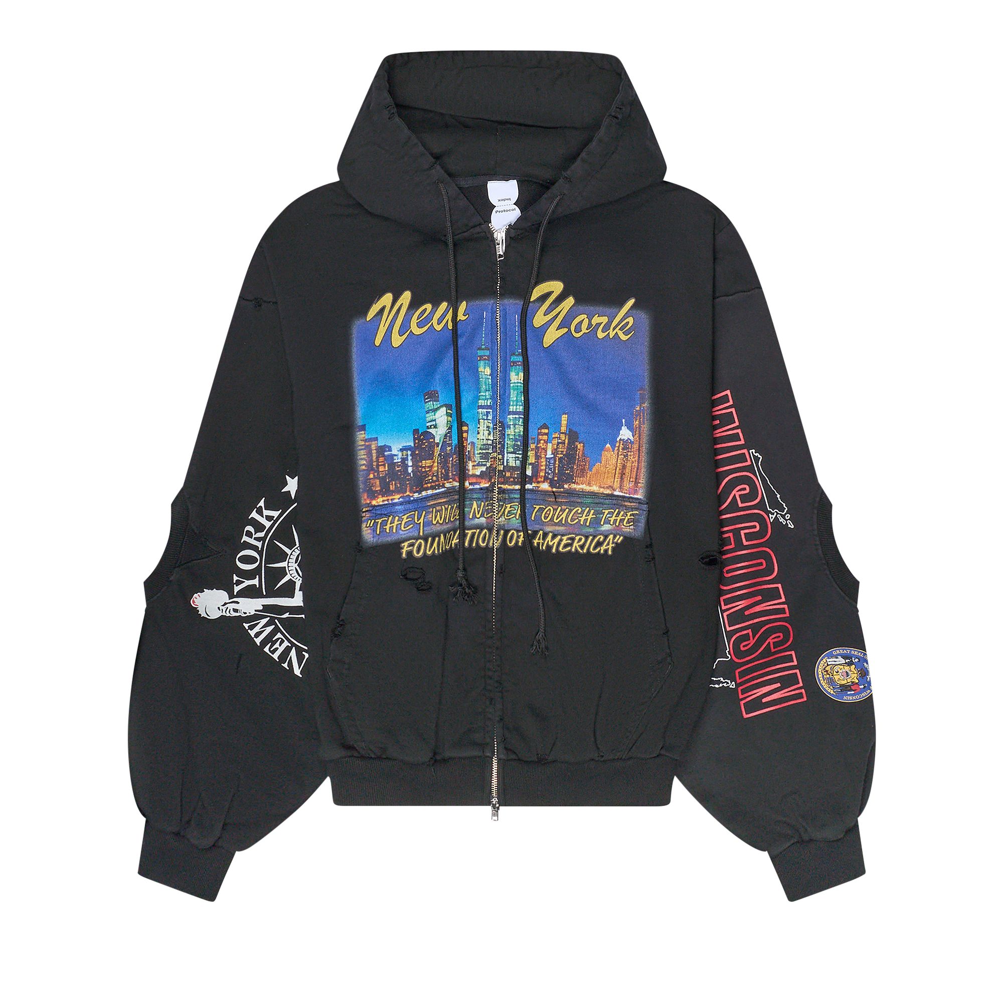 Pre-owned Protocol Index Reconstructed Ny Zip Hoodie 'black' | Men's Size 1