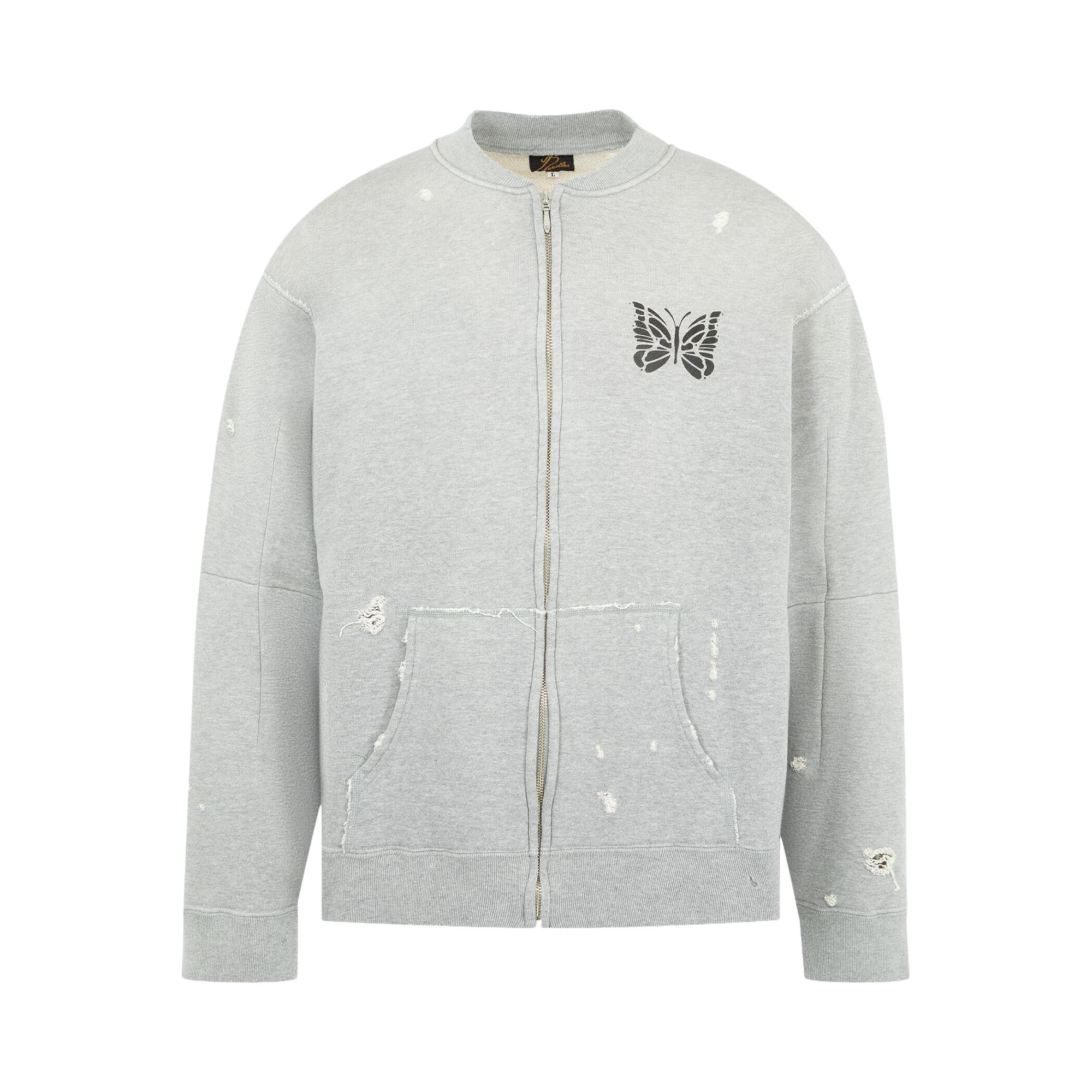 Pre-owned Needles Deconstructed Zipped Sweat 'heather Grey' | Men's Size L