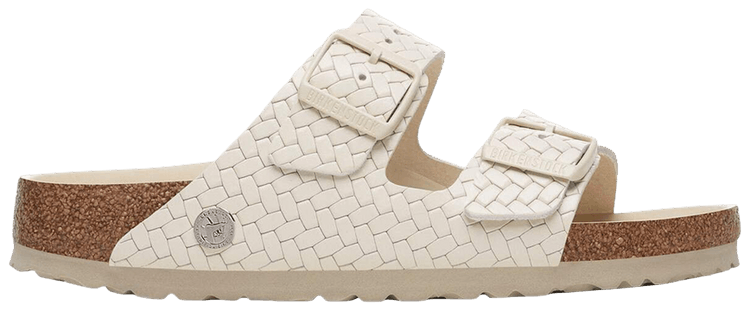 Birkenstock Arizona Leather Woven Sandal Emboss Ecru