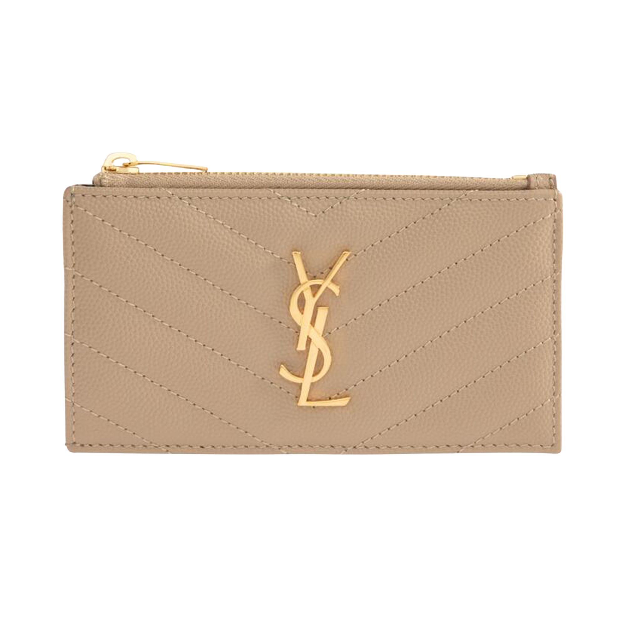 Pre-owned Saint Laurent Credit Card Holder 'dark Beige' | Brown | Women's Size Onesize