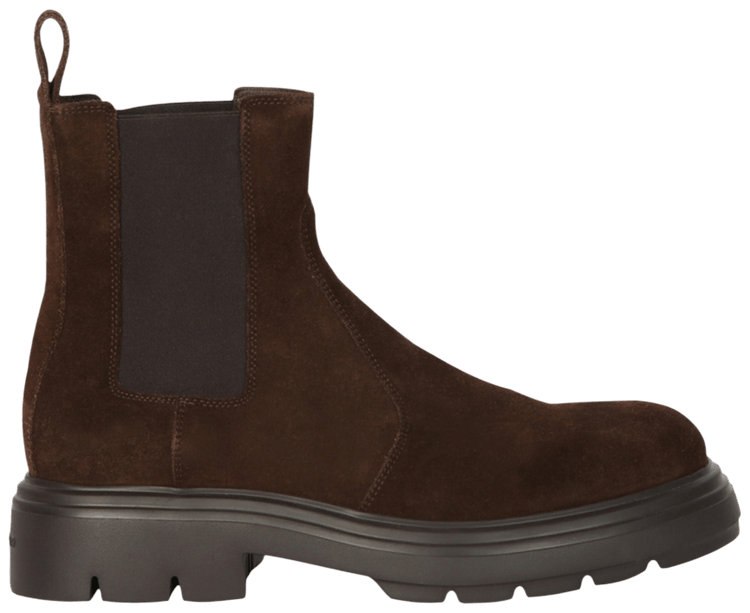 Ferragamo Doran Suede Chelsea Boot Medium Brown