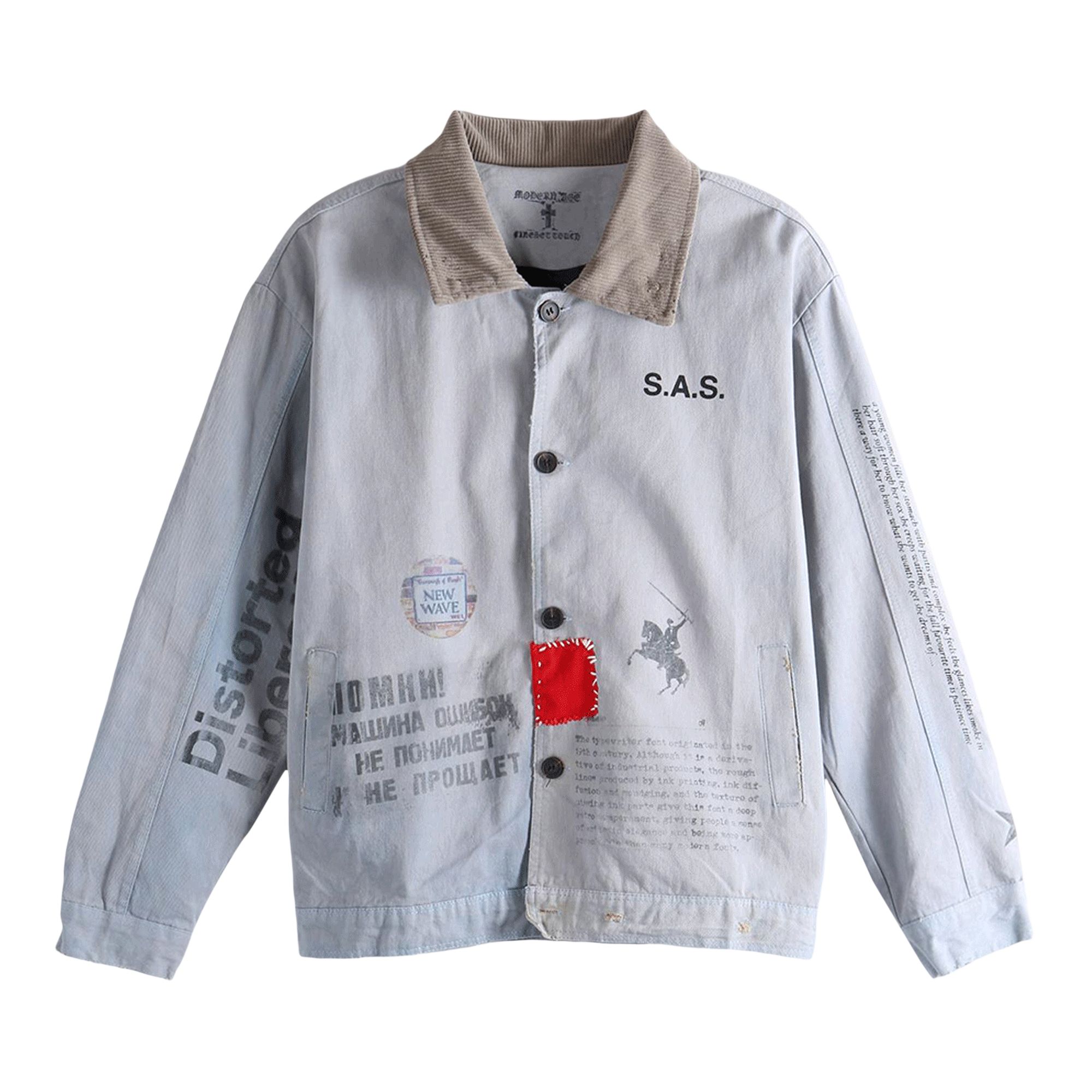 Pre-owned Saitos Patchwork Print Jacket 'faded Grey' | Men's Size Onesize In Gray