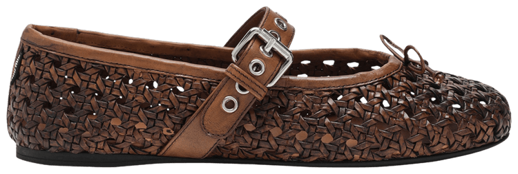 Miu Miu Wmns Woven Ballerina Flat Cognac