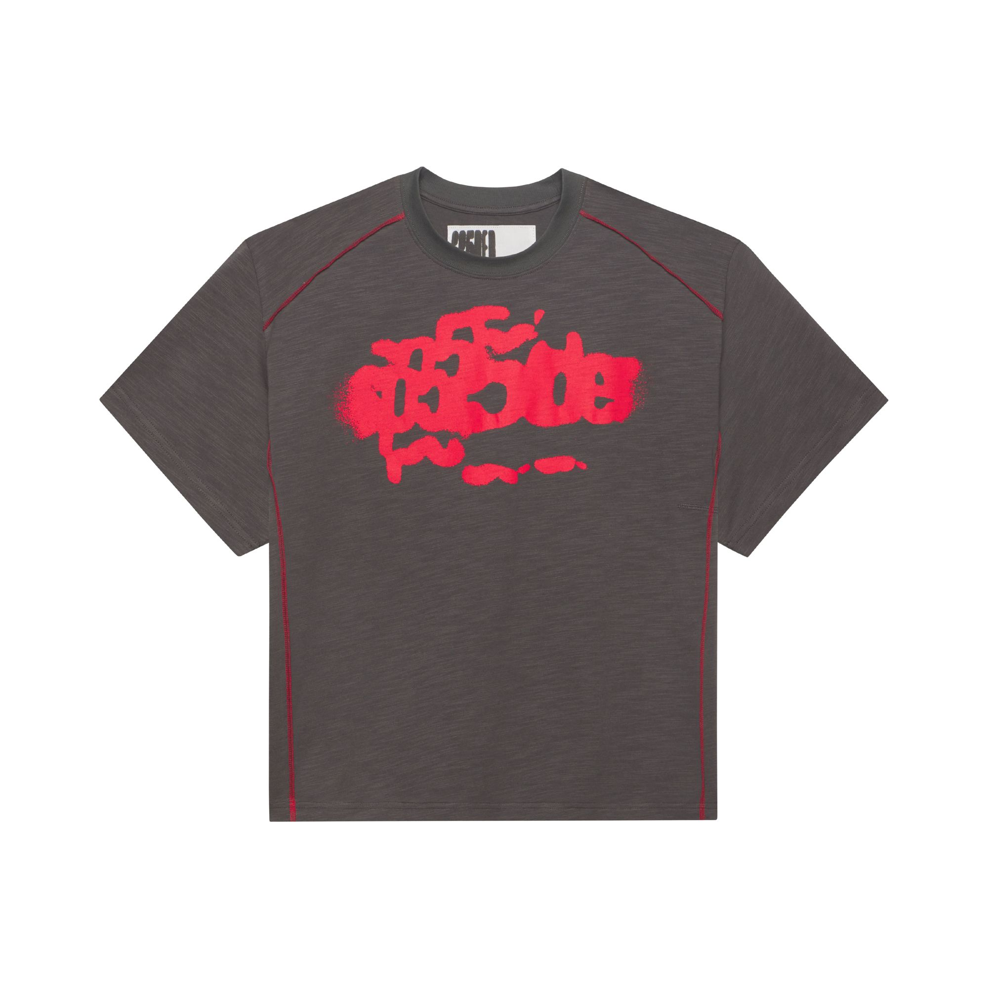Pre-owned Sp5der Slate Contrast Stitch Slub Tee 'black' | Men's Size S