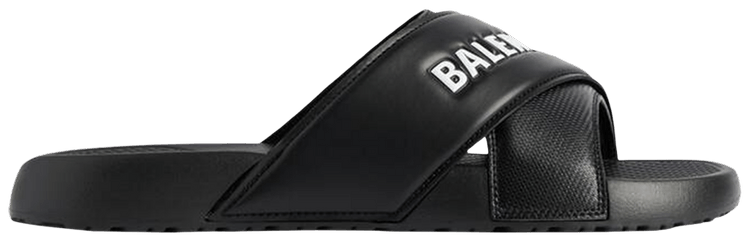 Balenciaga Sporty Pool Slide Sandal Black White