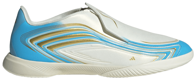 adidas F50 Messi League Laceless IC Little Kid Ivory Semi Blue Burst