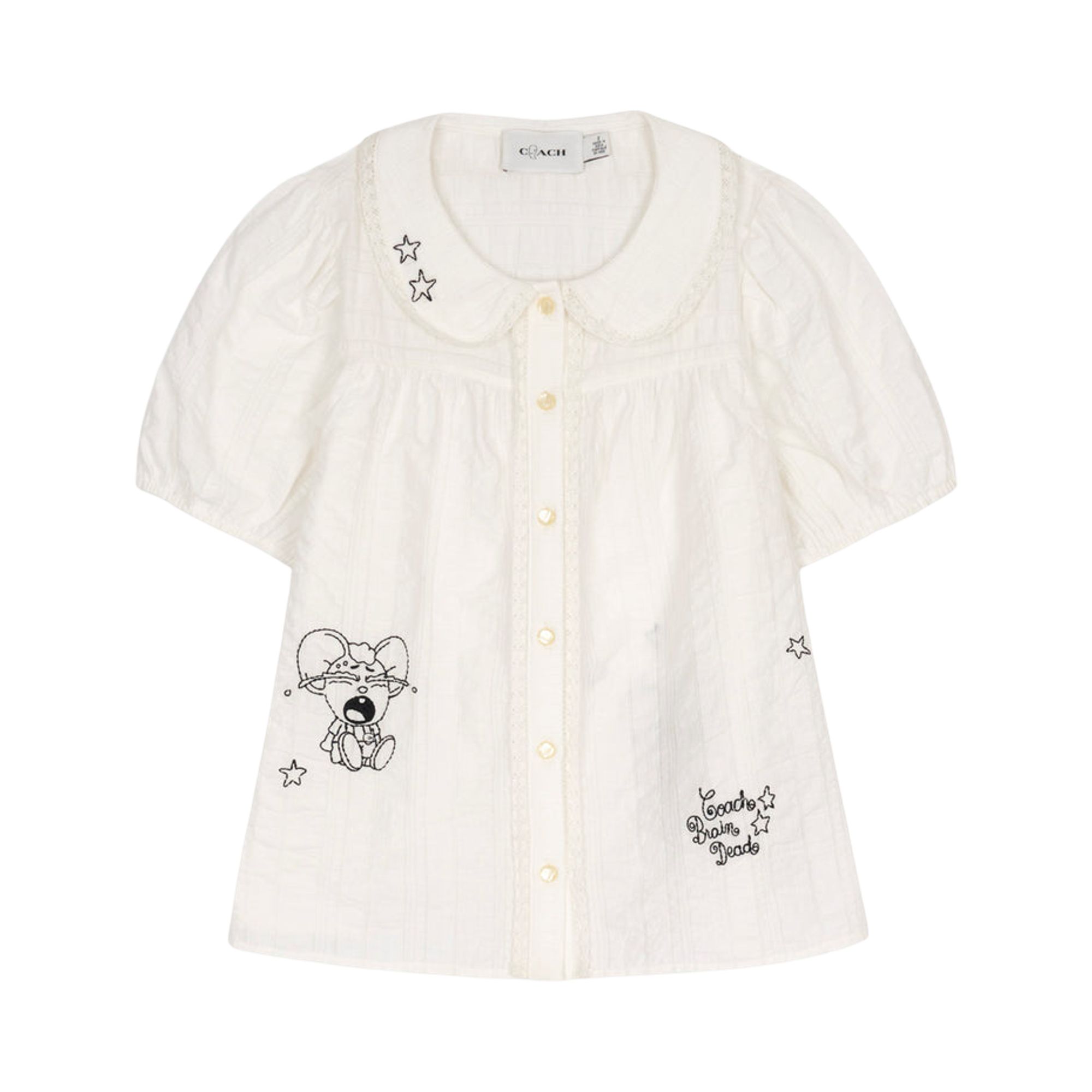 Pre-owned Brain Dead X Coach Embroidered Button Down Blouse 'white' | Women's Size 0