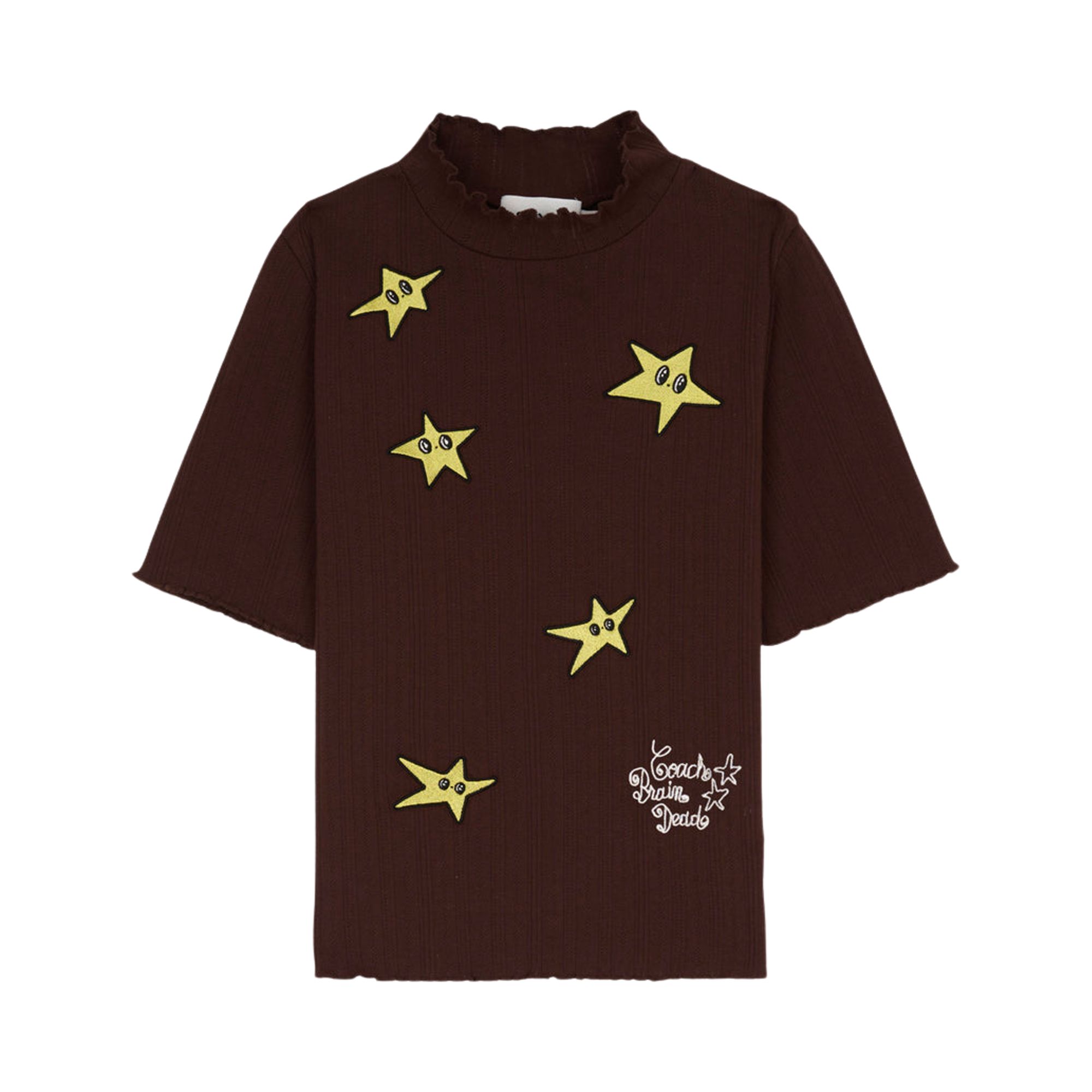 Pre-owned Brain Dead X Coach Pointelle Mockneck Top 'brown' | Women's Size Xs