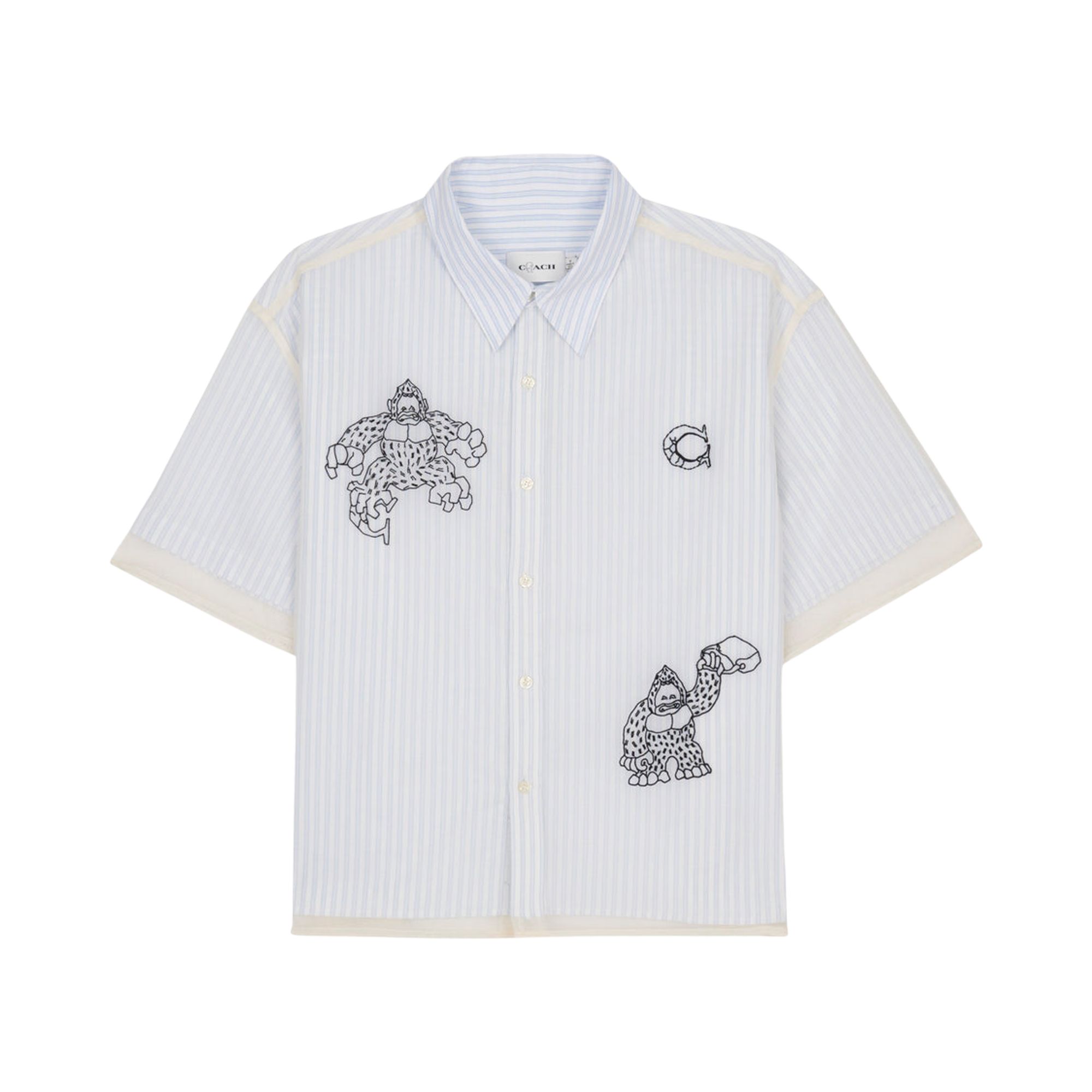 Pre-owned Brain Dead X Coach Striped Camp Shirt 'blue Stripe' | Men's Size Xl
