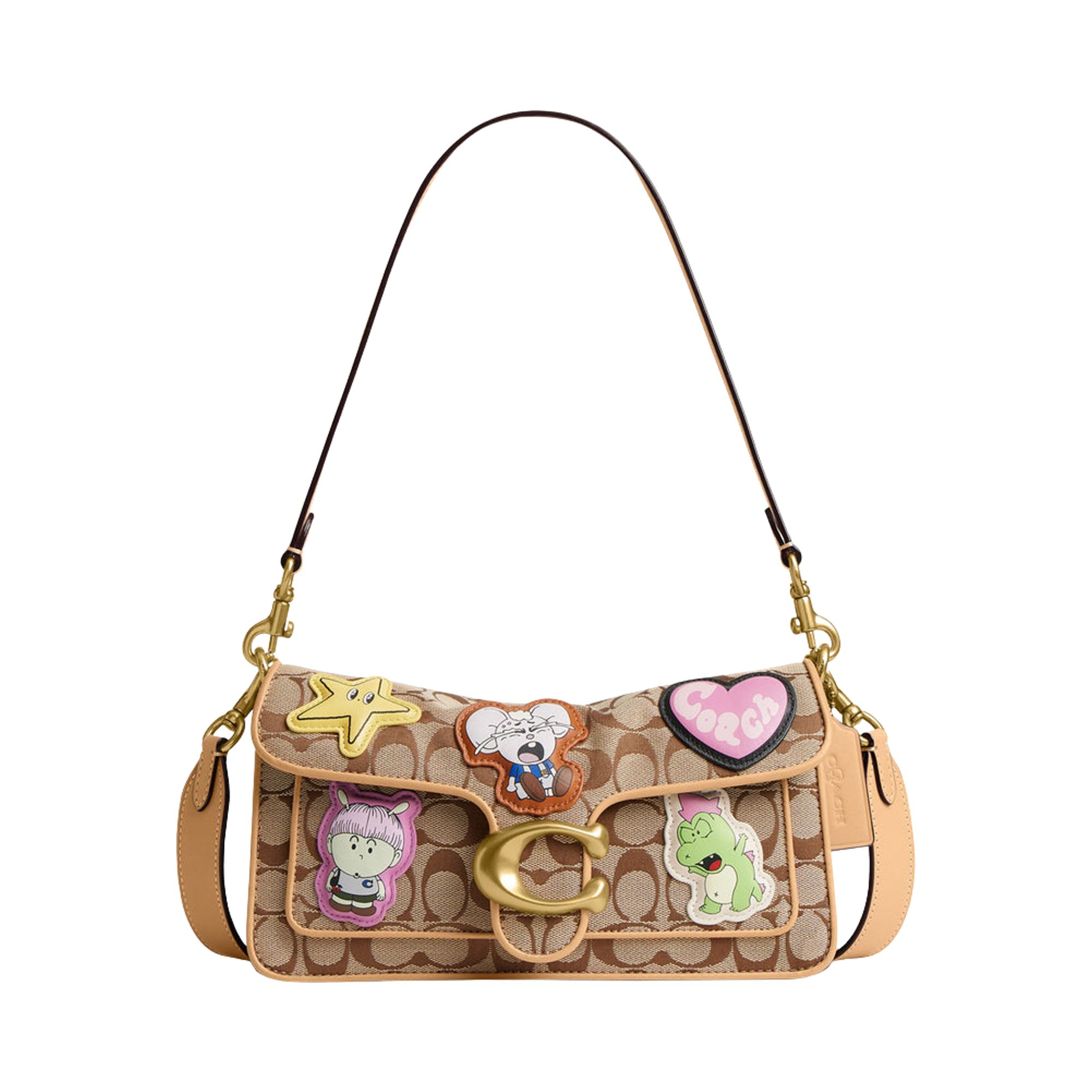 Pre-owned Brain Dead X Coach Signature Jacquard Soft Tabby Shoulder Bag 26 With Patches 'khaki' | Tan | Women' In Brown