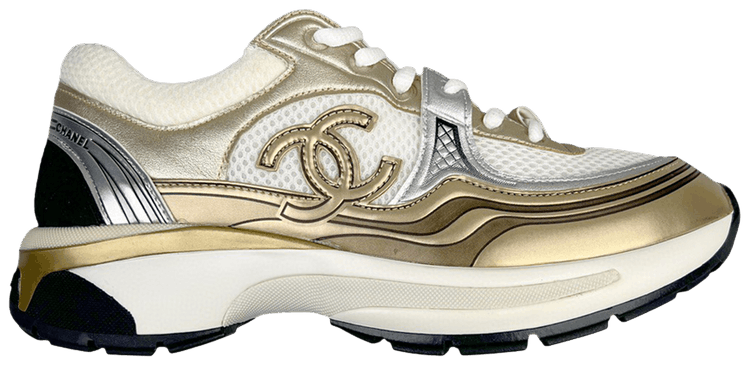 Buy Chanel Wmns CC Logo Sneaker 'White Gold Silver' - G39792