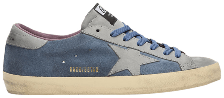 Golden Goose Super Star Suede And Nabuk Upper Blue Denim Silver Blue