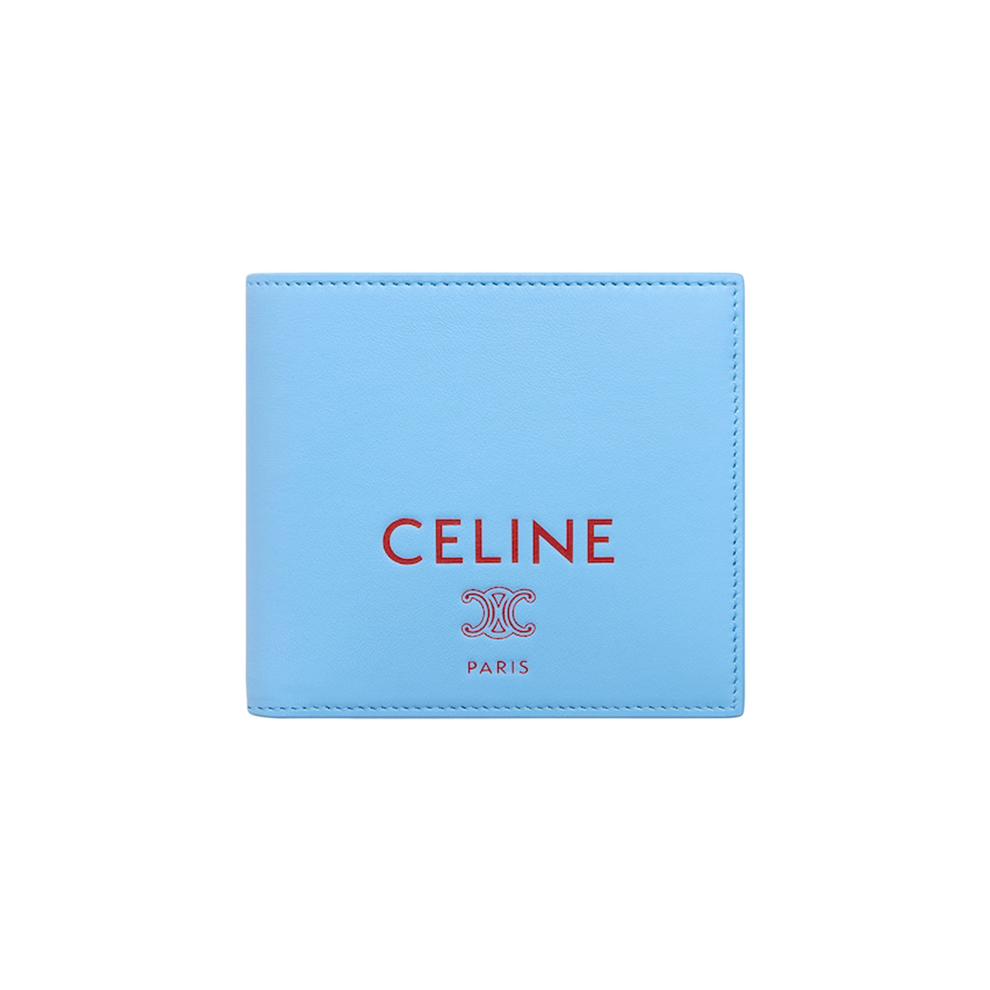 Pre-owned Celine Bi-fold Wallet With Coin 'sky Blue/red' | Men's Size Onesize